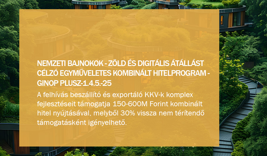 GINOP Plusz-1.4.5-25 – Nemzeti Bajnokok – Zöld és digitális átállást célzó egyműveletes kombinált Hitelprogram