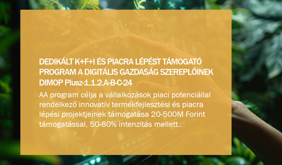 DIMOP Plusz-1.1.2/A/B/C-24 - Dedik&aacute;lt K+F+I &eacute;s piacra l&eacute;p&eacute;st t&aacute;mogat&oacute; program a digit&aacute;lis gazdas&aacute;g szereplőinek