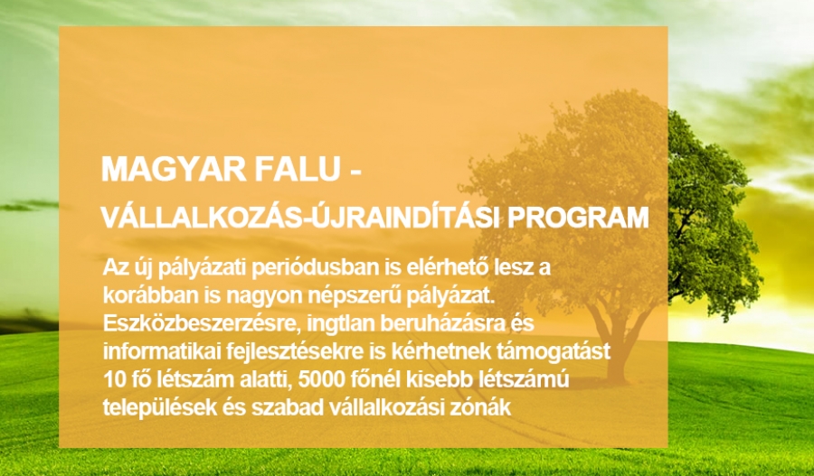 GINOP Plusz - 1.2.2-22 - Magyar Falu V&aacute;llalkoz&aacute;s-&uacute;jraind&iacute;t&aacute;si Program